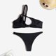 thumbnail image 4 of Gibobby Trajes de Baño Mujer Completo Bañador asimétrico con hombros descubiertos para mujer(Negro,CH), 4 of 5
