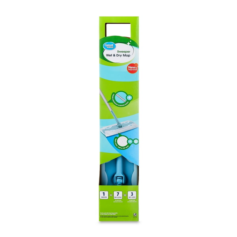 Great Value Wet & Dry Mop Sweeper Kit, includes 1 mop, 10 refills