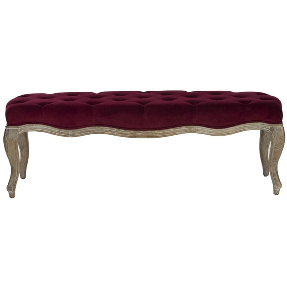 Safavieh  Old World Ramsey Red Velvet Oak Bench - 52.4" x 17.7" x 17.5"