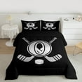 thumbnail image 2 of Homewish Kids Teens Ice Hockey Queen Comforter Set for Boys Girls, Black Gray Monogrammed Bedding Sets, Sports Theme Bedding Comforter Set, Microfiber, 2 of 8