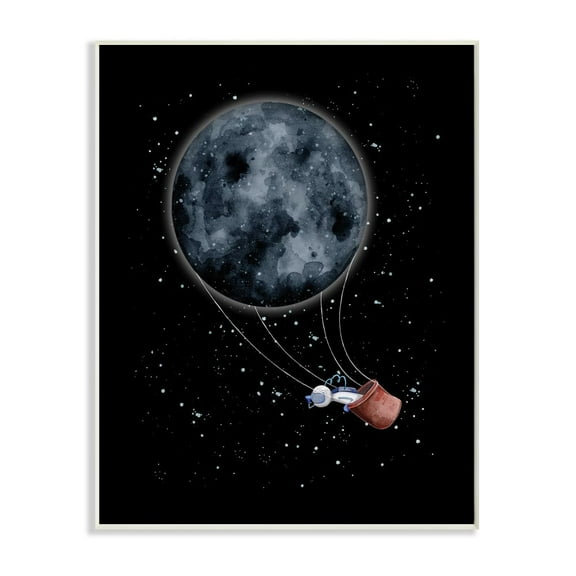 Stupell Industries Outer Space Moon Balloon Astronaut Space Traveler Graphic Art Unframed Art Print Wall Art, 10x15, by Rachel Nieman