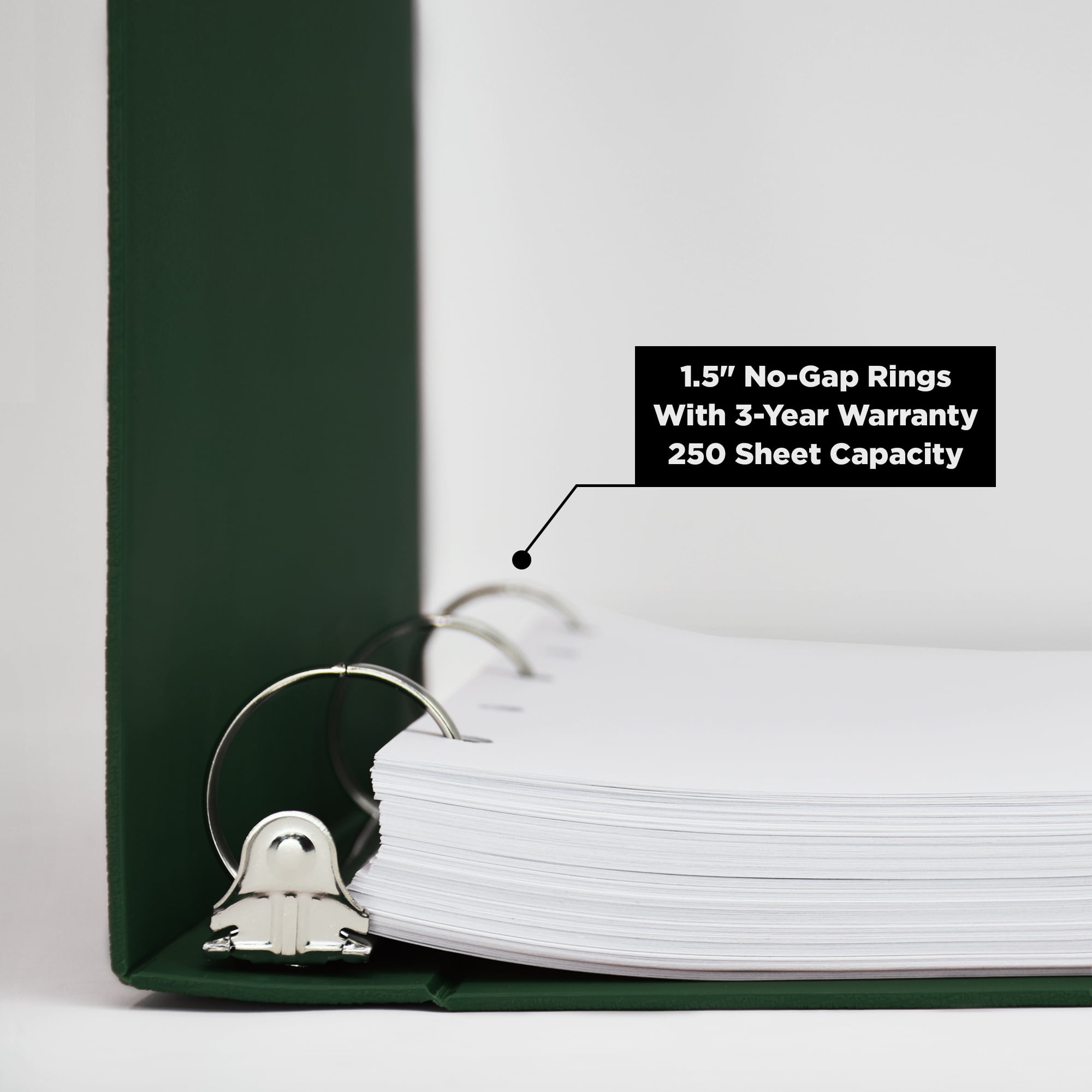 Carstens 1.5-Inch Heavy Duty 3-Ring Binder - Top Opening, Forest Green