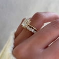 thumbnail image 5 of vylahjewellery Elegant Moissanite Diamond Engagement Anniversary Ring Emerald Cut Wedding Ring for Women Vermeil Yellow Gold with Marquise Stones Bridal Band, 5 of 6