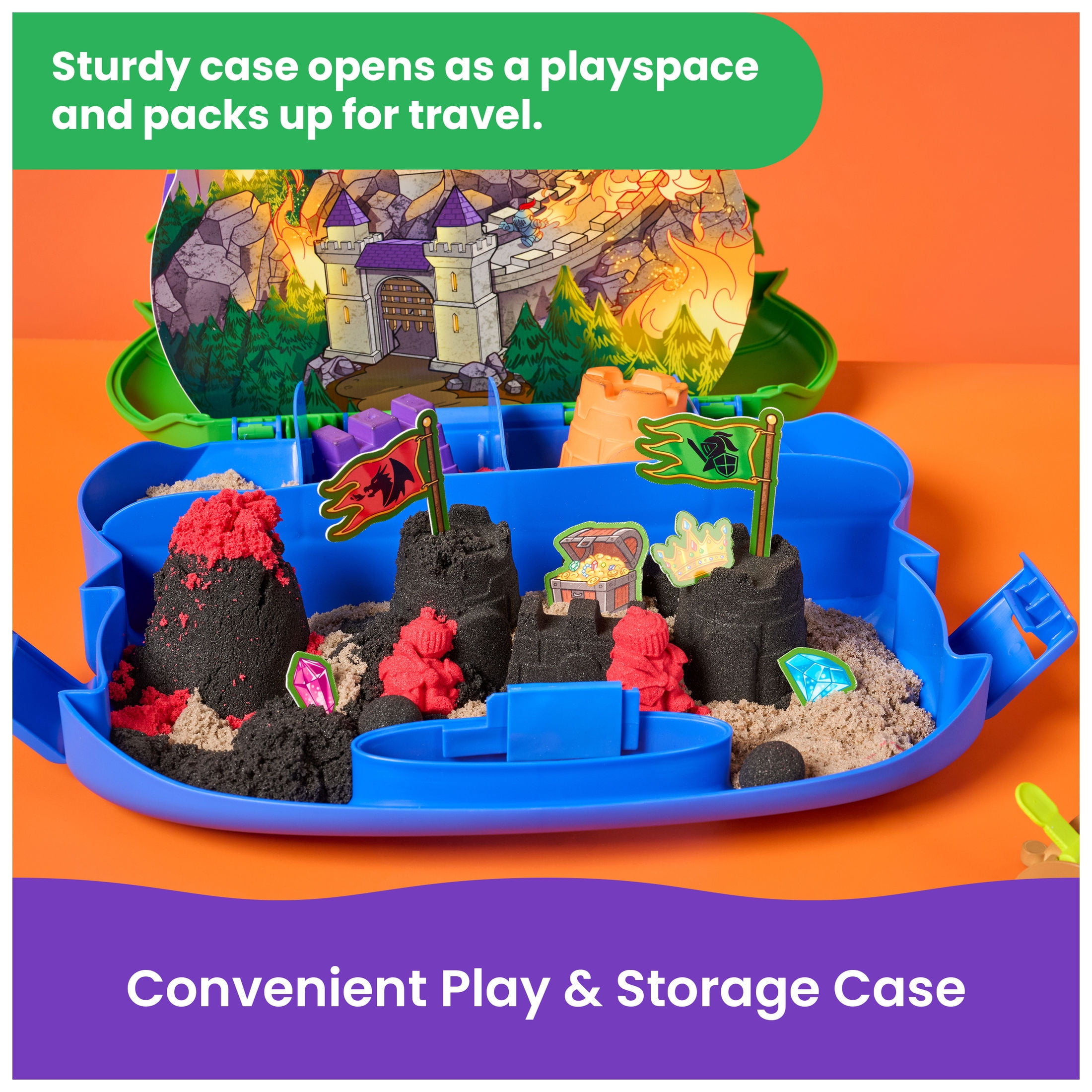 Kinetic Sand, Dragon Attack with 2 Dragons, Catapult & Molds for Kids Ages 3 and up