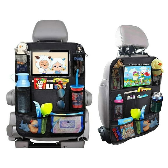 WisBtyCo 2 Pack Car Backseat Organiser with iPad Holder,10 Storage Pockets, Black
