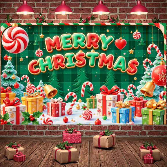 Festive Design Merry Christmas Celebration Banner Holiday Decoration Gift Boxes for Christmas Party Winter Decor Seasonal Celebration