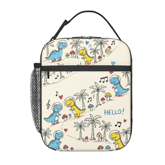 Dinosaur Insulated Lunch Box, Cute Dinosaur Design, Reusable Cooler Bag For Travel Picnic Camping And Daily Use