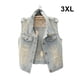 thumbnail image 4 of Guardurnaity Evento Mujeres Hombres Turn-down Collar Denim Chaleco Camping Senderismo Sin mangas Chaqueta con botones Ropa Regalo de cumpleaños Camisetas sin mangas Azul claro 3XL, 4 of 6