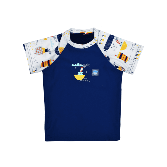 Splash About Kids Short Sleeve Sun Protection Rash Top, Tug Boats, 2-3 Years