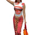 thumbnail image 2 of VISgogo Conjunto de Traje Femenino de 2 Piezas, Tops Cortos Sin Mangas con Cuello Redondo con Estampado de Boca + Falda Corta a la Cadera para Verano, S/M/L VISgogo moda, 2 of 8