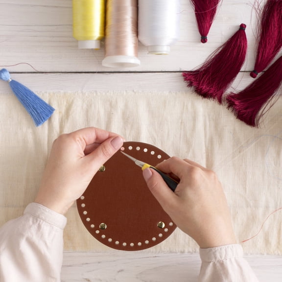 UPOUART 3PCS PU Bag Bottom Support for DIY Projects Round Design Knitting Crochet Accessory