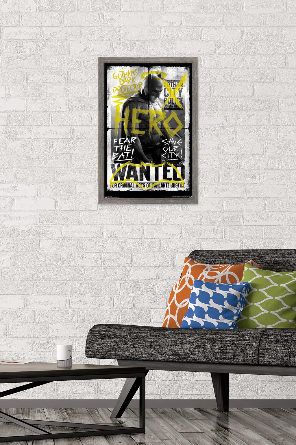 DC Comics Movie - Batman v Superman - Fear the Bat Wall Poster, 14.725" x 22.375", Framed