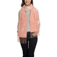 thumbnail image 2 of Women's Fashion Tassel Scarf, Pink Textured Background Long Shawl, Lightweight and Warm, 2 of 9