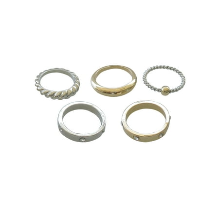 Time and Tru Women's Gold & Silver Ring Set, 5 Pack