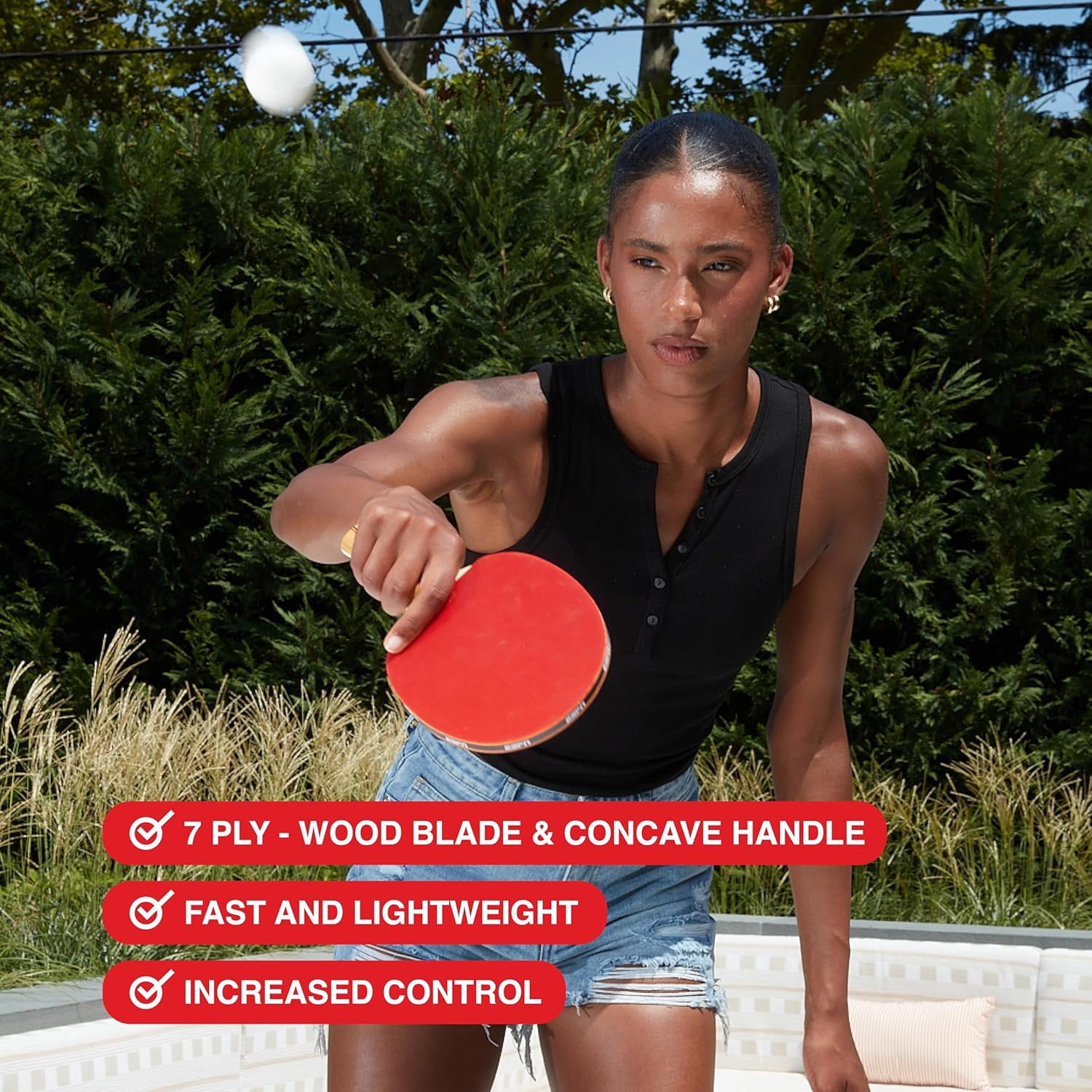 ESPN Ping Pong Paddle Set, Set of 2 Table Tennis Paddles with 3 Ping Pong Balls & Travel Bag