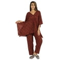 thumbnail image 1 of Phagun Pajamas Set For Women Printed Kaftan Sleepwear kimono Sleeve Asian Nightwear, 1 of 7