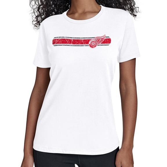 Women's Starter White Detroit Red Wings Team Stripe T-Shirt