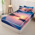 thumbnail image 2 of Erosebridal Sunset Beach Pattern Zipper Twin Comforter Sets with Fitted Sheet and 2 Pillowcases,Palm Boat Tropical Zipper Bedding Set For Boys,Navy Blue Reversible,4-Piece, 2 of 7