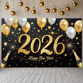 thumbnail image 4 of Golden Numbers 2026 New Year Banner Colorful Balloons Happy New Year Display Star Decorations Firework Design New Year Backdrop for New Year Eve 2026 Celebration New Year Party, 4 of 8