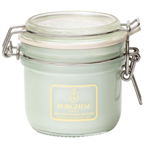 Borghese Advanced Fango Delicato Mud Musk - Mascarilla facial hidratante con arcilla de caolín, colágeno hidrolizado de aloe y ácido hialurónico para piel normal y seca