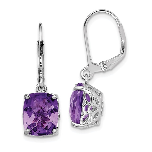 925 Sterling Silver Amethyst Earrings Drop Dangle