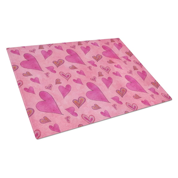 Watercolor Love and Hearts Glass Cutting Board Large