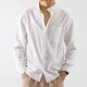 thumbnail image 5 of Camisas de hombre de lino blanco con bolsillo Camisa de hombre Trendyol Mangas Moda Hombre 2024 I Social Tops Elegante Cuello Casual Xxl Nuevo En, 5 of 5