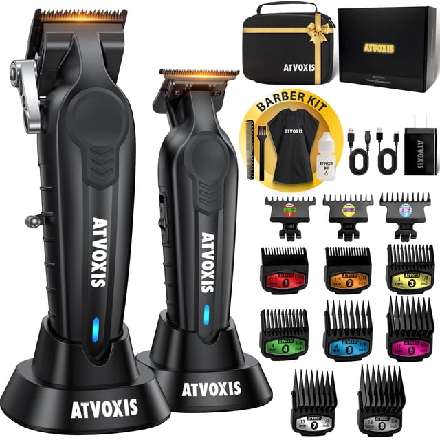 ATVOXIS Cortapelos profesional para hombre, juego de cortapelos y recortadores de barbero, cortapelos inalámbricos, kit de corte de pelo, kit de barbero, kit de corte de pelo, máquina para cortar pelo