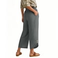 thumbnail image 4 of Lumtrix Womens Capris Pants High Waist Drawstring Dressy Casual Pants Lightweight Trousers Buttons With Pockets Dark Gray M, 4 of 6
