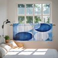thumbnail image 4 of Blue Geometric Tier Curtains, Gradient Abstract Contemporary Solid Light Filtering Kitchen Curtains, 2Pcs Rod Pocket Half Window Treatments Panels for Sink Cafe Cabinet Camper 27.5x24 Inches, 4 of 9