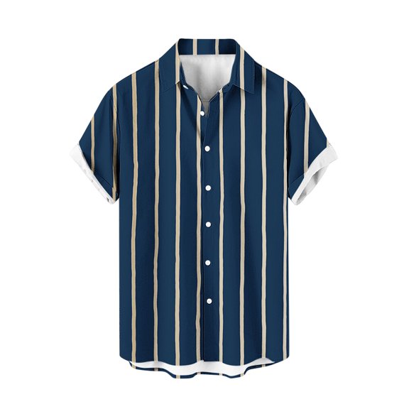 KyCheLot Men's Casual Beach Shirt Lightweight Button down Print Short Sleeve Blouse Summer Tops for Men