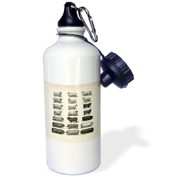 3dRose, Vintage Pigs n Sheep, 21 oz Sports Water Bottle