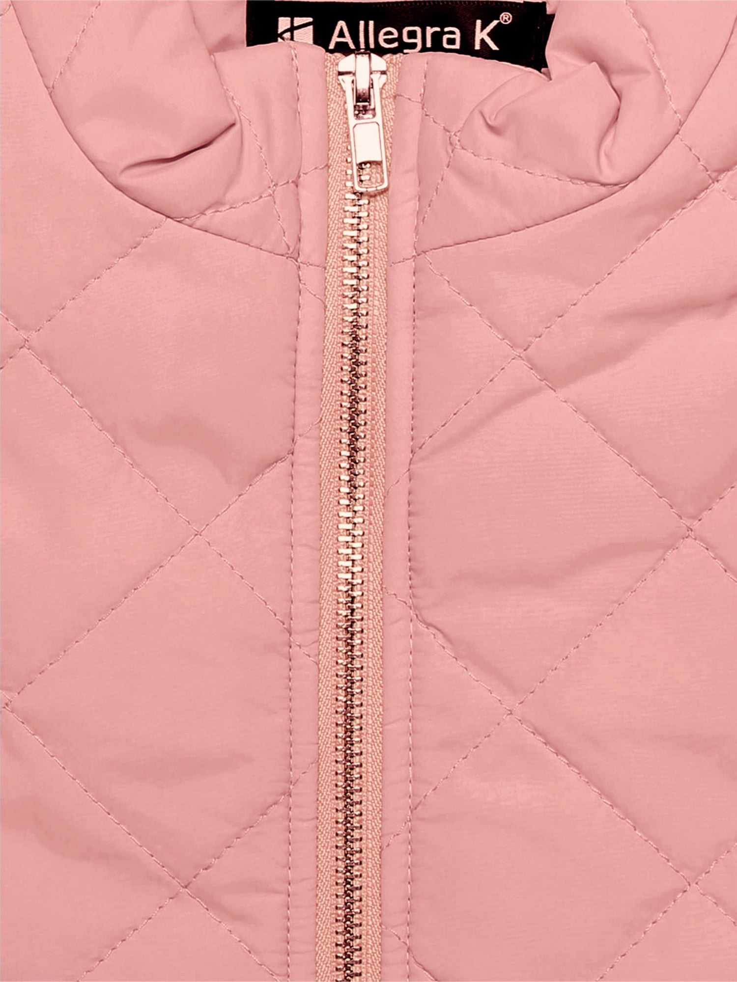 DARING DIVA Women's Zip Stand Collar Quilted Padded Vest M Dusty Rose