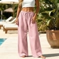 thumbnail image 6 of Wide Leg Pants for Women LSQii Casual Striped Straight Elastic Waist Wide Leg Pants Breathable Loose Relaxed Fit Trousers with Pockets Travel Vacation Summer Wear 2056 (Pink,L), 6 of 7