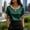 Blackish Green, variant on Womens Summer Tops Elegant Loose Pearl Beaded V Neck Long Sleeve Satin Blouse Plus Size Summer Shirts White 2XL