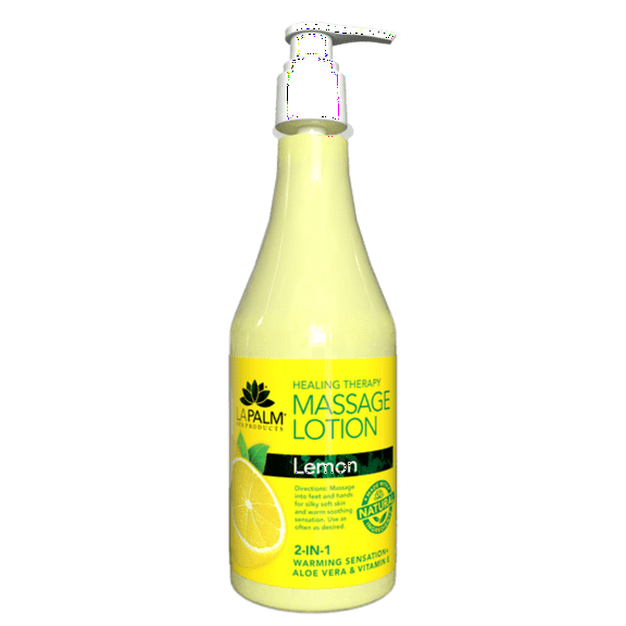 La Palm ORGANIC Healing Therapy Massage Lotion w/ Aloe Vera Vitamin E - Lemon 8oz/240mL