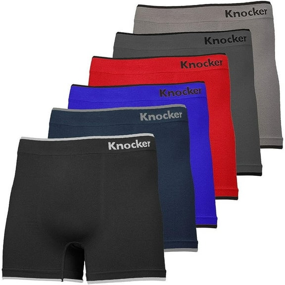 Nylon Stretchable Compression Boxer Brief 6-Pcs Set, Assorted Colors (Plain) OS