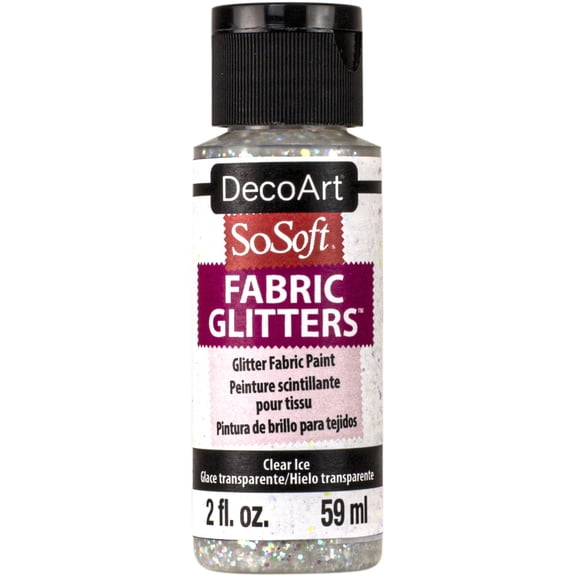 Multipack of 3 - SoSoft Fabric Glitters Acrylic Paint 2oz-Clear Ice - White