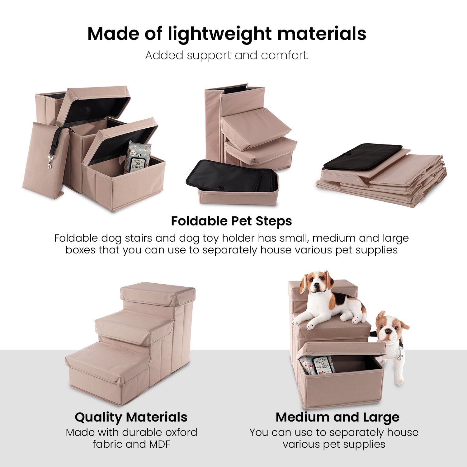 Precious Tails 3-Step Storage Foldable Cat Dog Pet Steps