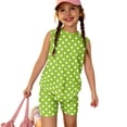thumbnail image 7 of Summer Outfits for Child Girls Size 8 Fashion Girls 2 Piece Outfits Sleeveless T Shirt and Elastic Y2K Shorts Active Gym Sets for Girls Green 11-12 Years, 7 of 7