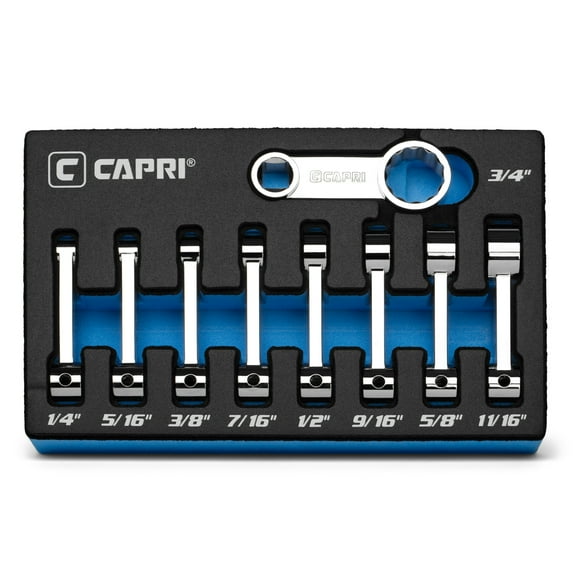 Capri Tools 3/8 in. Drive Torque Adapter Set, 12-Point Box End, 1/4 to 3/4 in., SAE, 9-Piece with Mechanic's Tray