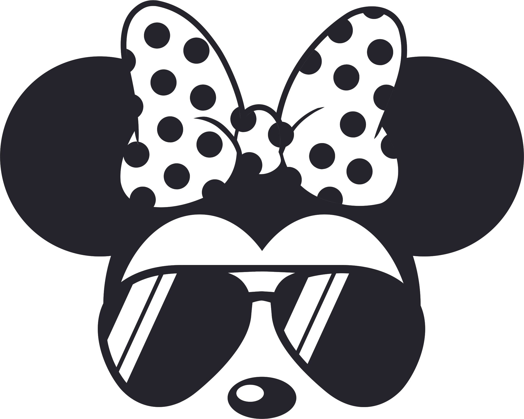Minnie Mouse Sunglasses Cartoon Design Customized Name Wall Decal