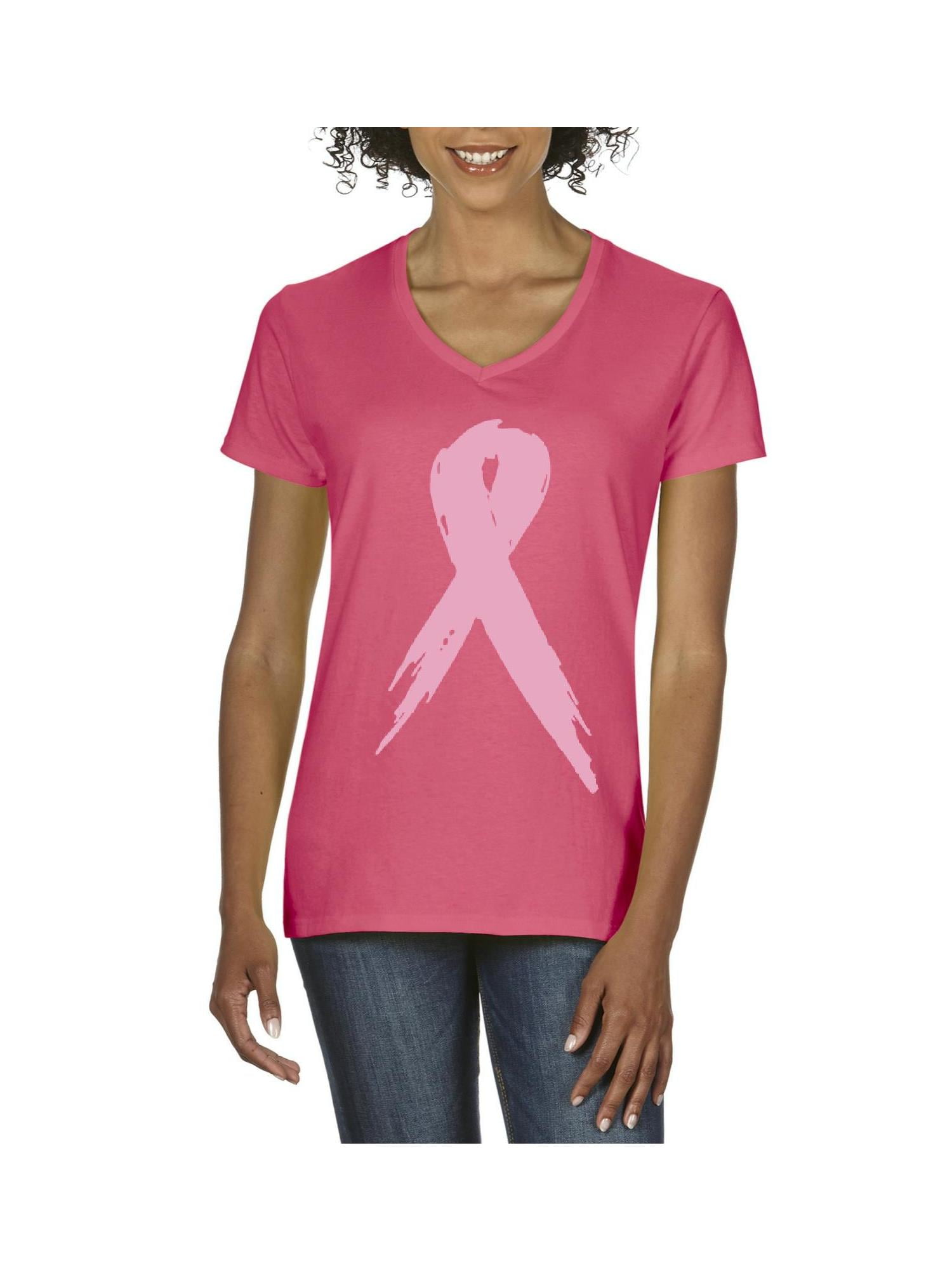 IWPF - Womens Pink Ribbon V-Neck T-Shirt - Walmart.com - Walmart.com