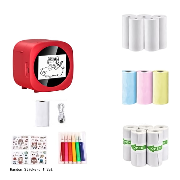 AI Sticker Printer for Kids, Portable Sticker Maker with Voice-to-Image Generation, Instant Thermal Printing, Creative Toy Kit, 8 Rolls Paper