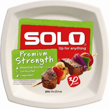 10' Dinner Paper - Solo Eco Friendly Sugarcane Paper Dinner Plate, 10