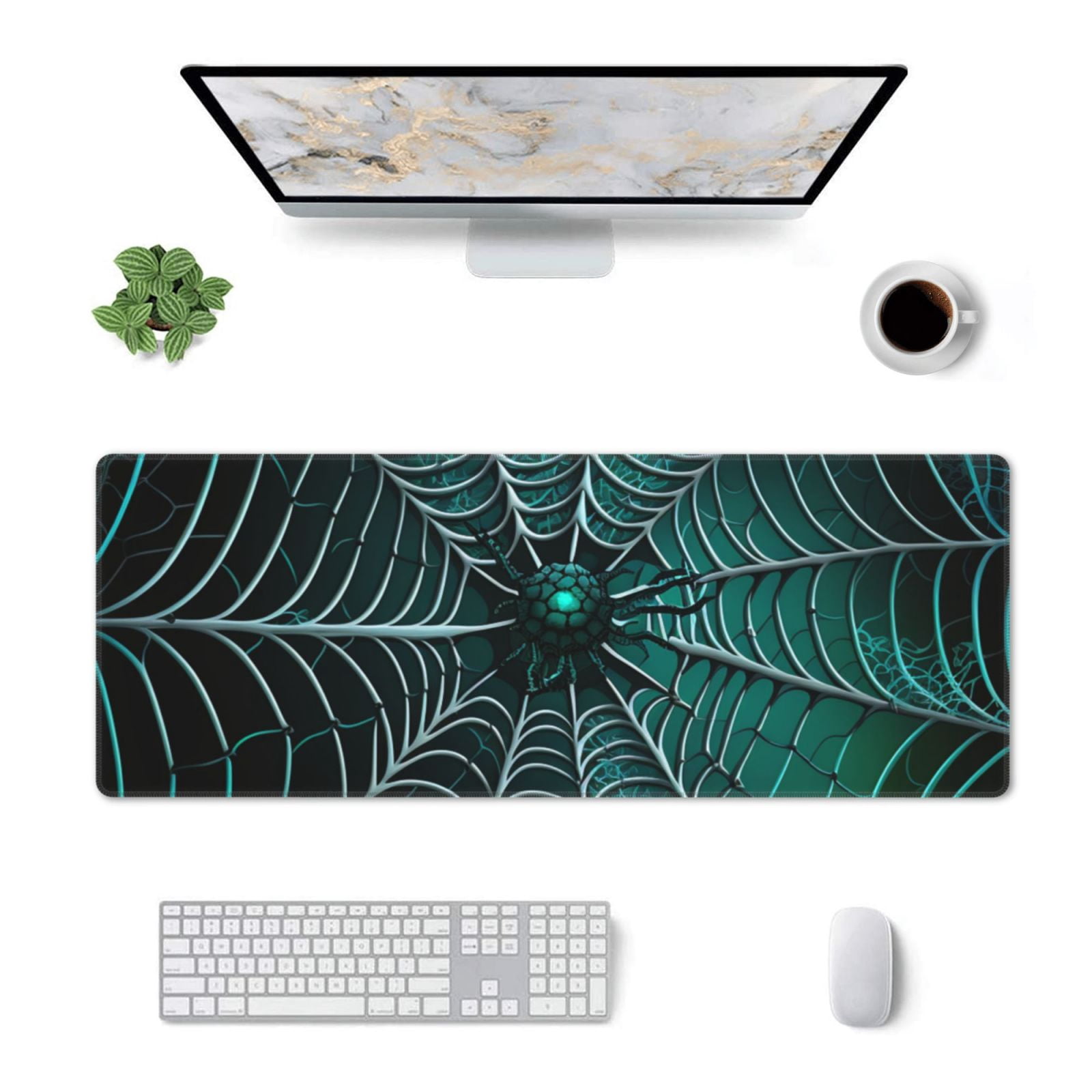 Spider Web Gothic Art Mouse Pad Extended Large Gaming Mousepad Non-Slip Rubber Big Keyboard Desk Mat 31.5 X 11.8 Inch