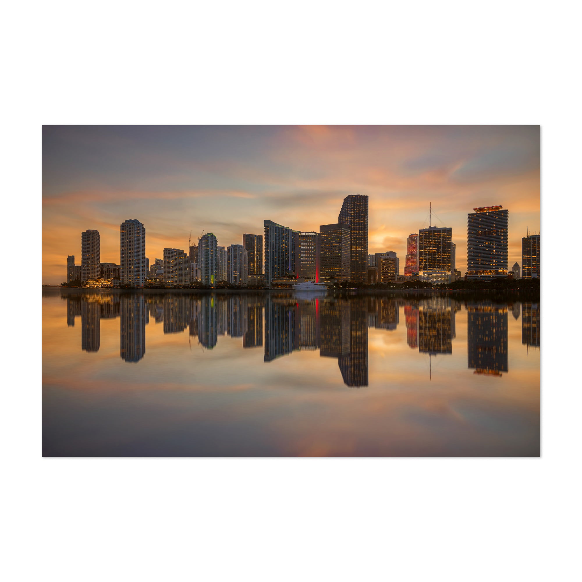 Miami Florida Downtown City Skyline Sunset Photo inch Poster 24x36 inch 