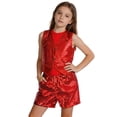 thumbnail image 4 of Little Boys' 2 Piece Outfits Sleeveless Solid Color Sequin Sparkly Vest Jazz Dance Performance And Pants Summer Outfit Set for Boys Size 6-7T, 4 of 6