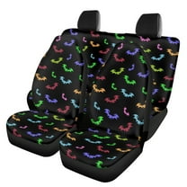Renewold Colorful Bat Print Car Front Back Seat Covers Full Set 4 PCS, Universal Fit Most Cars SUV Vans Trucks, Halloween Auto Accessories Decor for Women Men