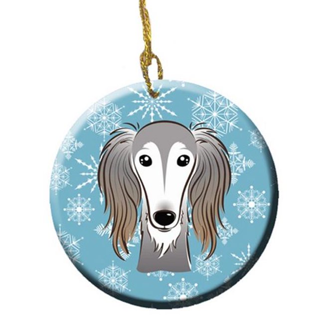 Snowflake Saluki Ornement en Céramique